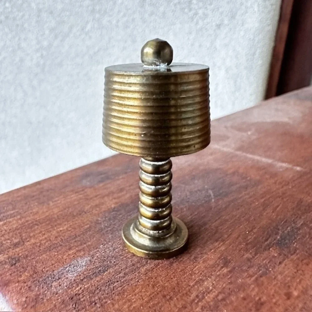 Miniature Doll House‎ Antique Brass MCM Ribbed Lamp 1.5 Heavy